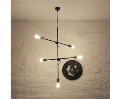 Edison Vintage Hängeleuchte Pendellampe 5-flamg Stangen verstellbar Deckenlampe Ediston Steam Punk Retro Pendelleuchte Hängelampen Innen Wohnzimmer Küche