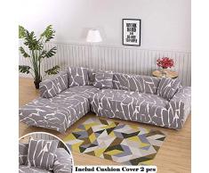 Nologo Lounayy Sofabezug Sofa Überwürfe Modern L Form Basic Mode Ecksofa Ohne Armlehnen Sofa Abdeckung Antirutsch Sofahusse Elastisch Couchbezug Sesselbezug 2 X Kissenbezüge 1 Sitzer,Barock