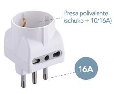 Electraline 92296 Set 5 Adapter 3 Sitzer 1 Schuko + 2 zweiwertige 10/16 A, weiß