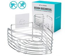 Stilospa® Duschregal ohne Bohren, Duschablage in Ecke mit Rasiererhalter, Edelstahl rostfrei