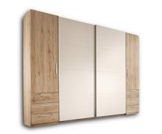 STORE Eleganter Kleiderschrank mit viel Stauraum - Vielseitiger Schwebetürenschrank in Eiche San Remo Optik, Weiß - 270 x 226 x 58 cm (B/H/T)