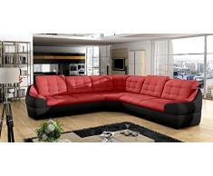 Polsterecke INFINITY L Eckcouch Ecksofa Polstersofa Wohnlandschaft (schwarz / rot)