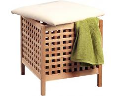 HomeTrends4You 431327 Wäschehocker , 47 x 54 x 47 cm, Walnuss massiv geölt