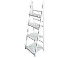 Kingpower Regal Leiterregal Wandregal Standregal Blumentreppe mit 4 Böden Klappbar Weiß