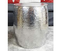 MichaelNoll Couchtisch Wohnzimmertisch Sofatisch Beistelltisch Tisch Hammerschlag Orient Aluminium Silber 47 cm