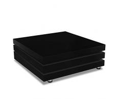 Deuba Couchtisch Hochglanz Schwarz 360° Drehbar Cube Design Modern 76x76cm Wohnzimmer Beistelltisch Sofatisch