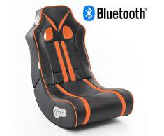 Wohnling® Soundchair Ninja in Schwarz Orange mit Bluetooth | Musiksessel mit eingebauten Lautsprechern | Multimediasessel für Gamer | 2.1 Soundsystem - Subwoofer | Music Gaming Sessel Rocker Chair