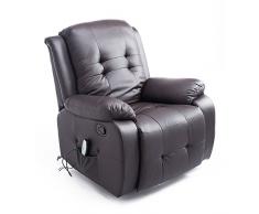 HOMCOM Massagesessel mit Wärmefunktion Fernsehsessel Relaxsessel TV Sessel mit Liegefunktion (Braun)