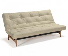 Futonsofa Aslak - Schlafsofa 140 x 200 cm mit Futon & Lattenrost, Farbe und Futon wählbar, Futonfarbe:Natur, Futonauflage:Futon Daburu Latex