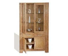 SIT-Möbel Zeus 1604-01, Vitrine mit 2 Schubladen & 4 Türen, Wildeiche geölt, naturfarbig, 106 x 44 x 190 cm
