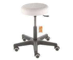Rollhocker, Drehhocker, Arbeitshocker, Arzthocker mit Rundsitz comfort 4401, Sitzhöhe ca. 46 - 59 cm, Gasfedersäule, verschiedene Farben, wahlweise Rollen oder Bodengleiter , Rollen/Bodengleiter:weiche Radbandage, Polsterdekor:Dekor offwhite