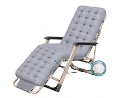 MLTYQ Chaiselongue, Terrassenstühle Liege Terrasse Schwerelosigkeit Schwangere Strandrasen Camping Tragbarer Stuhl Klappbarer Heimträger 260 kg Leichter Campingstuhl (Farbe: Grau)