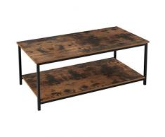 Homfa Couchtisch Wohnzimmertisch Sofatisch mit Ablage Metallgestell Holz Stabil Vintage Schwarz