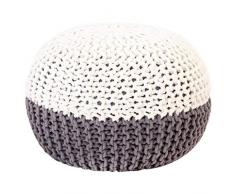 Extaum Handgestrickter Strickpouf Sitzhocke Pouf Anthrazit und Weiß/Senf und Weiß 50 x 35 cm Baumwolle