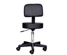 HOMCOM Arbeitshocker Rollhocker Drehhocker höhenverstellbar mit Lehne Büro Schwarz Φ35 x H77-89cm