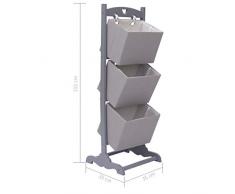 Tidyard Holz Korbregal 3 Körbe Standregal Schubladenregal Aufbewahrungsregal Holzregal Regal Korbkommode Spielzeugregal Dunkelgrau 35x35x102cm