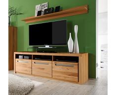trendteam Wohnzimmer Lowboard Fernsehschrank Fernsehtisch Zino, 178 x 59 x 50 cm in Korpus Kernbuche Dekor, Front Kernbuche Massiv mit drei offenen Fächer