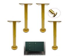 MWPO Set mit 4 Metallmöbelbeinen, Edelstahl-Badezimmerschrankfüßen, modernen verstellbaren Sofafüßen, DIY-TV-Stützbeinen, Couchtischfüßen, rundem Sockel, für Schrank-Küchencouch-Bücherregal (Gold