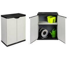 2 Stück Kunststoffschrank, Gartenschrank in Lichtgrau mit jeweils einem höhenverstellbaren Einlegeboden. Maße BxTxH in cm pro Schrank: 68 x 39,5 x 85 cm