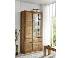 K & G Moebel GmbH Vitrine Vitrinenschrank Sheesham massiv Schrank MONTIERT Wohnzimmerschrank
