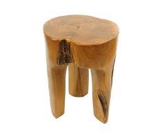 wohnfreuden Teakholz-Hocker rund Natur lasiert 40 cm Beistelltisch Baumstamm