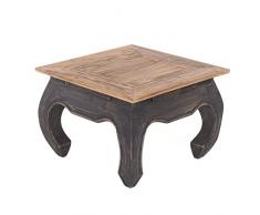 DESIGN DELIGHTS OPIUMTISCH MAHA | 50x50x35 cm, Natur Schwarz, Recyclingholz | Beistelltisch