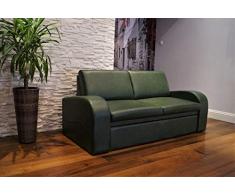 Quattro Meble Grün Echtleder 2,5 Sitzer Sofa Oslo FS Breite 180cm mit Schlaffunktion Ledersofa Echt Leder Couch große Farbauswahl !!!