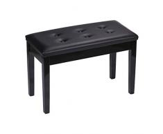 DoubleBlack Klavierbank Doppel mit Notenfach Klavierhocker Klavierbank Duett fuer 2 Personen Keyboard Stuhl mit Stauraum Schwarz Hochglanz-Schwarz