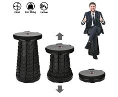 wolketon Tragbarer Klapphocker, campinghocker, Mini Campinghocker Tragbare Höhenverstellbar für BBQ Drinnen Küche Angeln Reisen Garten hält bis zu 150 kg