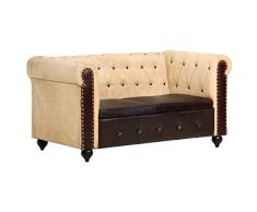 Festnight Chesterfield-Sofa 2-Sitzer Braun Loungesofa Sitzbank Bank Polsterbank Sitzmöbel Ledersofa Wohnzimmersofa 148 x 75 x 75 cm