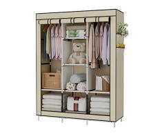 UDEAR Einfach Kleiderschrank aus Stoff Faltschrank Stoffschrank Bedroom Wardrobes Beige