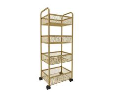 REGAL-HPQ Bad Rollwagen Haushaltswagen Badregal, Friseurwagen Bedienungswagen Salonhilfe Friseur Arbeitswagen Wagen Trolley Friseur-Kosmetiker,Gold,4layers