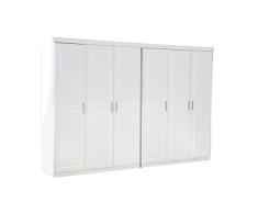 Dynamic24 6-türiger Kleiderschrank Magnus Massiv in weiß