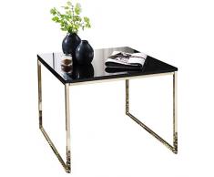 FineBuy Couchtisch RAVI 60x50x60 cm Metall Holz Sofatisch Schwarz/Gold | Design Wohnzimmertisch quadratisch | Stubentisch mit Metallgestell | Kaffeetisch klein | Wohnzimmer Loungetisch modern