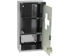 Edelstahl Medizinschrank mit Tip-on Automatik Arzneischrank Medikamentenschrank Hausapotheke Erste-Hilfe Wandschrank 25x48,5x12cm