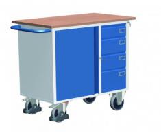 Werkstattwagen mit 1 Schrank, 4 Schubladen und 1 Ladeflaeche