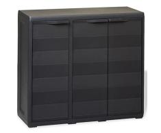 vidaXL Gartenschrank 2 Regale Kunststoffschrank Werkzeugschrank Spindschrank