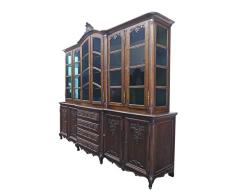 Großer Bücherschrank antik Louis Philippe um 1870 aus Eiche | Vitrine Buffet Schrank Bibliothek Büro | 10-türig | B: 300 cm (9734)
