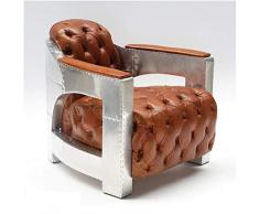 Phoenixarts Echtleder Vintage Alu Chesterfield Sessel Retro Ledersessel Design Lounge Club Sofa NEU 556