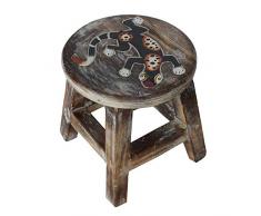 Simandra Holzhocker Kinderhocker Hocker Sitzhocker Fußbank Massivholz Schemel Stuhl mit Tiermotiv Deko braun Farbe Gecko