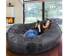 RIESEN SITZSACK MIT VELOUR KUSCHELBEZUG IN PLATIN GRAU! Der größte Sitzsack Europas - 1500 L Memory Schaumstoff Füllung - Gemütliches Sofa, Riesen Bett, Bean Bag für Kinder und Erwachsene