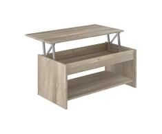 Movian Aggol moderner, höhenverstellbarer Couchtisch mit Ablagefach, 50 x 100 x 44, Eiche Optik
