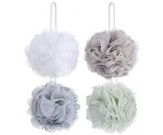 Zeagro Bad Duschschwamm 4er Pack Pouf Loofahs Mesh Brush Duschball, Mesh Bad und Duschschwamm