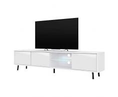 Selsey TV-Lowboard, Weiß Matt/Weiß Hochglanz, 175x31,3x40,5