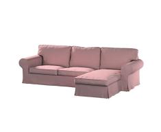 Dekoria Ektorp 2-Sitzer Sofabezug mit Recamiere Sofahusse passend für IKEA Modell Ektorp rosa