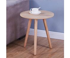 GOLDFAN Beistelltisch Rund Wohnzimmertisch Runder Seitentisch Runder Couchtisch Sofatisch Schlafzimmer und Wohnzimmer, Holz