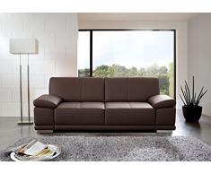 CAVADORE 3-Sitzer Sofa Corianne / Echtledercouch im modernen Design / Mit Armteilverstellung / 217 x 80 x 99 / Echtleder dunkelbraun