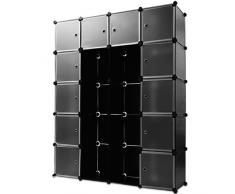 Regalsystem 20 Boxenfächer Steckregal Kleiderschrank DIY Garderobe Schuhregal Kunststoffboxen in schwarz