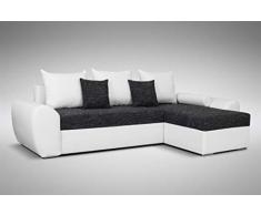 Küchen-Preisbombe Schlafsofa Sofa Couch Ecksofa Eckcouch schwarz/Weiss Schlaffunktion Ankara 1 L/R