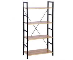 WOLTU Standregal Metallregal Bücherregal Lagerregal Leiterregal Badregal Küchenregal Eckregal Treppenregal Stufenregal Hochregal 4 Ablage RGB9346hei